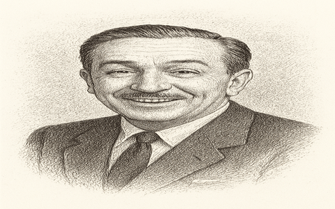 Walt Disney, o homem que transformou sonhos em um império (Ilustração: Coelho) 