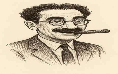 Groucho Marx, mestre do sarcasmo que foi inspiração para muitos (Ilustração: Coelho)
