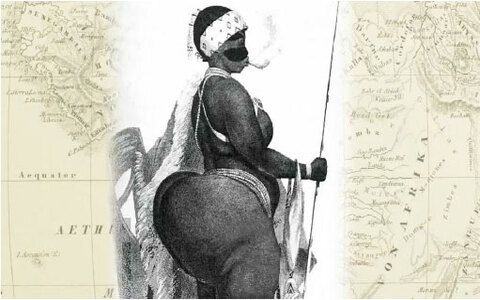 Sarah Baartman foi exposta em feiras por ter glúteos bem proeminentes (Foto: Scielo)