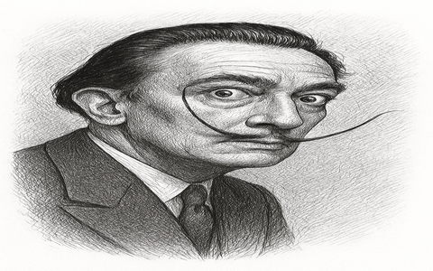 Salvador Dalí, mestre do surrealismo, do choque e da autopromoção (Ilustração: Coelho)