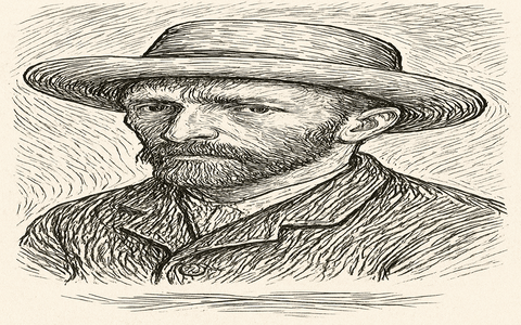Van Gogh, o pintor da alma e das cores num dos seus autorretratos (Ilustração: Coelho)