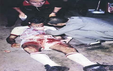 Combin, ensanguentado após a final da Copa Intercontinental de 1969 (Foto: Wiki)