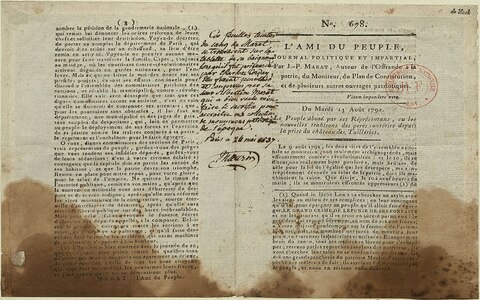 L’Ami du peuple não tinha a elegância dos salões nem a prudência dos moderados (Foto: Wiki)